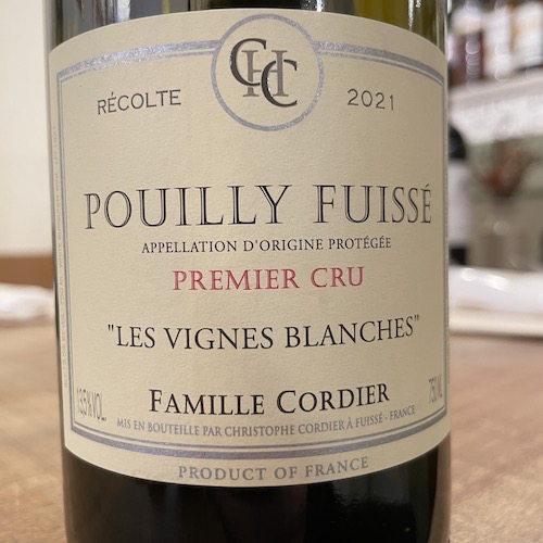 Domaine Cordier　2021 Pouilly Fuisse 1er Cru Vignes Blanches　プイイ・フュイッセ プルミエ・クリュ・ヴィーニュ・ブランシュ